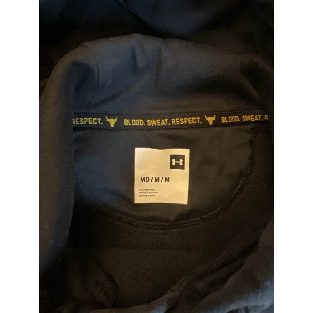 Under Armour Sweatshirt Mens M Black Project Rock Hoodie Pullover Brahma Bull - Picture 2 of 9